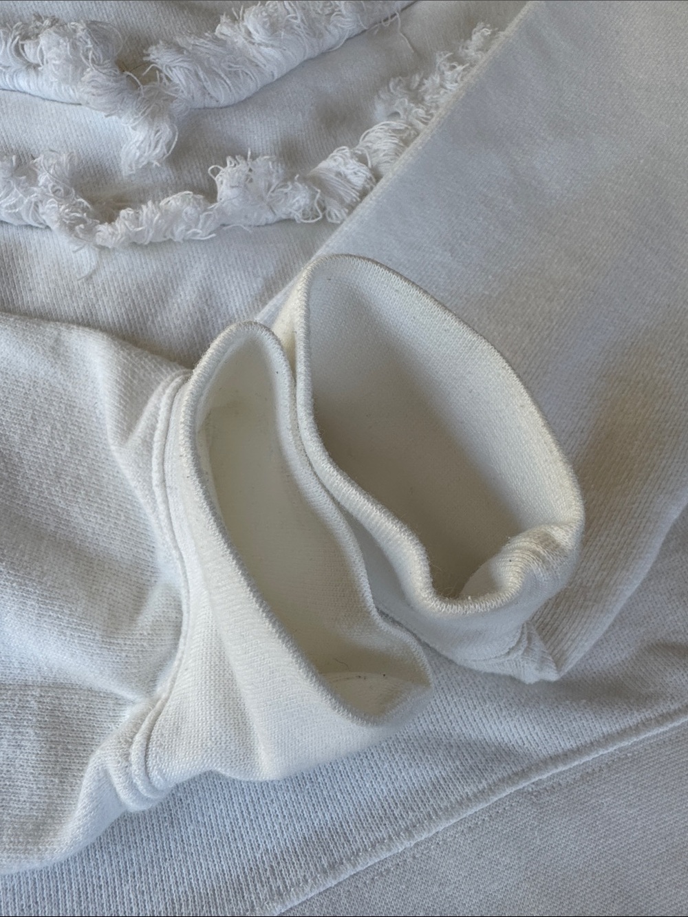 Rails Kinsey white French Terry sweatshirt sweater fringed detail EUC size L - Picture 7 of 8